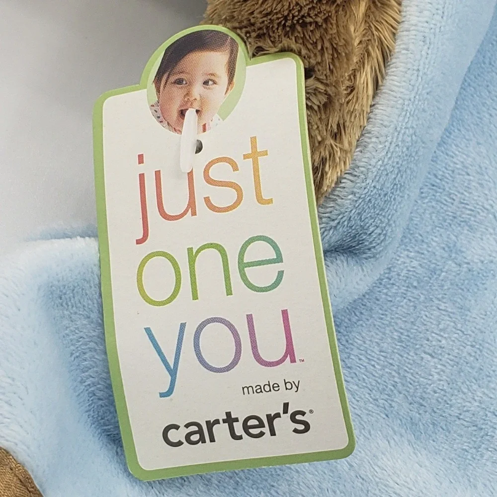 Carters Monkey Security Blanket I Love Hugs Rattle Blue Brown New‎ NWT